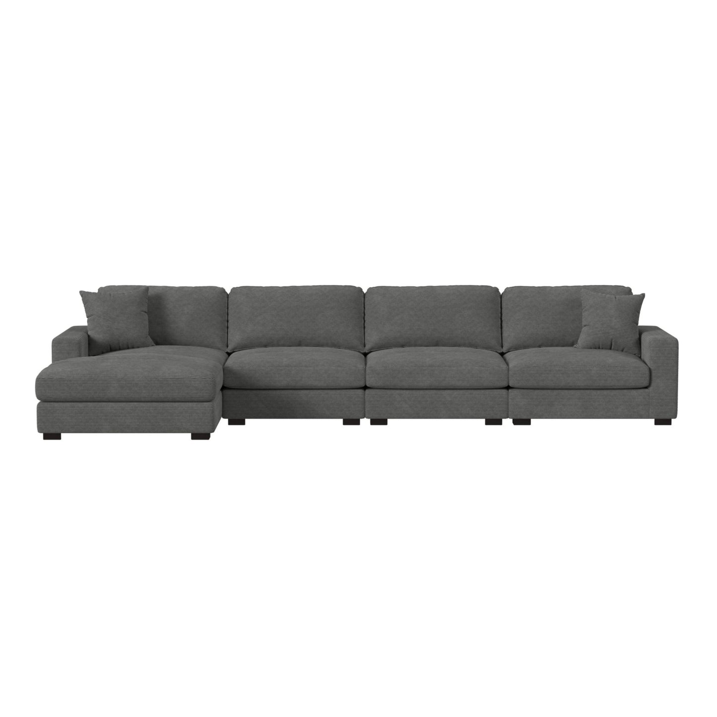 Arizona Modular 4PC Sectional Set with LHF Chaise in Steno Charcoal