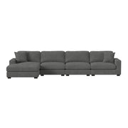 Arizona Modular 4PC Sectional Set with LHF Chaise in Steno Charcoal
