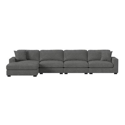 Arizona Modular 4PC Sectional Set with LHF Chaise in Steno Charcoal