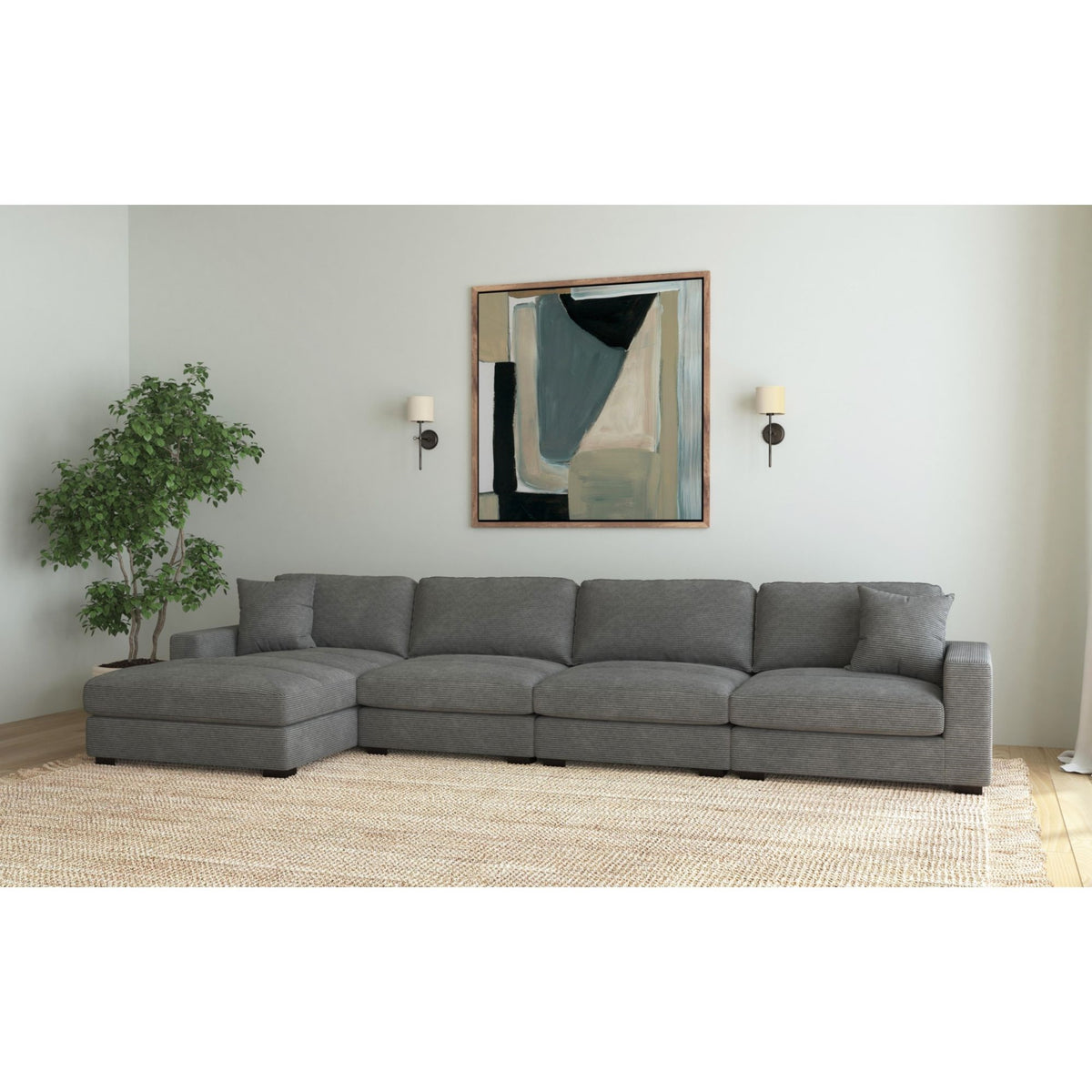 Arizona Modular 4Pc Sectional Set With Lhf Chaise In Steno Charcoal