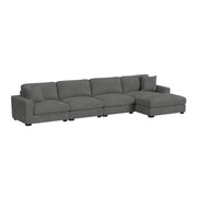 Arizona Modular 4PC Sectional Set with RHF Chaise in Steno Charcoal