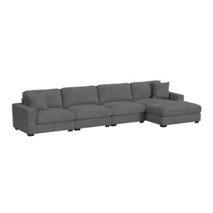 Arizona Modular 4PC Sectional Set with RHF Chaise in Steno Charcoal