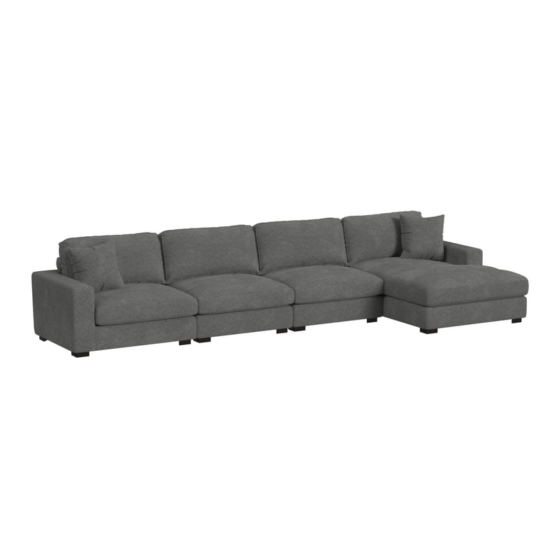 Arizona Modular 4Pc Sectional Set With Rhf Chaise In Steno Charcoal