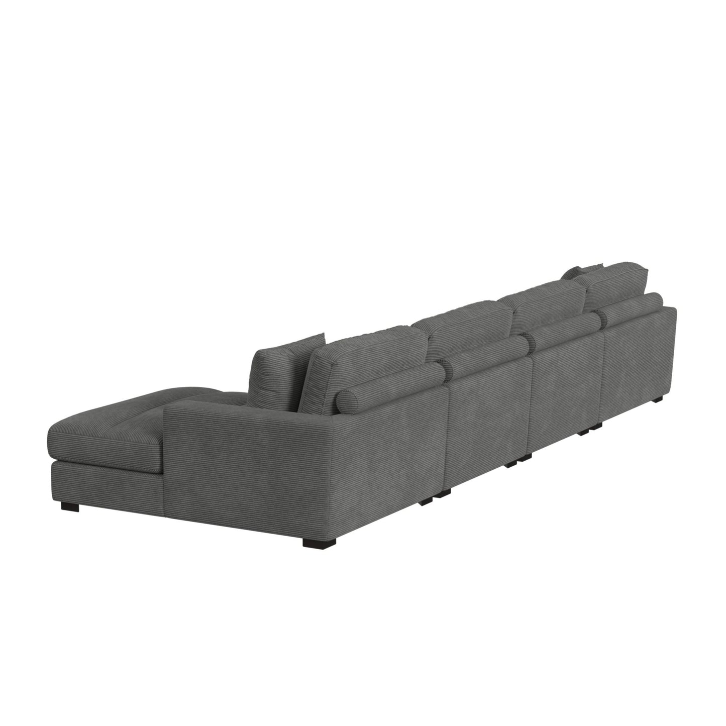 Arizona Modular 4PC Sectional Set with RHF Chaise in Steno Charcoal