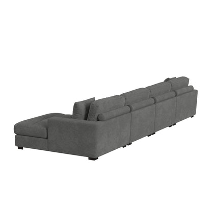 Arizona Modular 4PC Sectional Set with RHF Chaise in Steno Charcoal