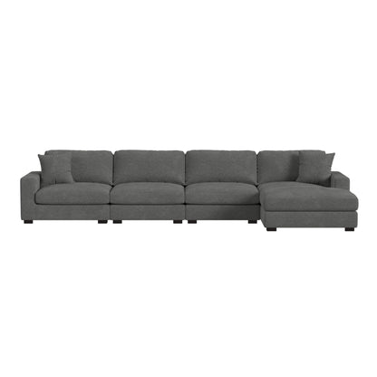 Arizona Modular 4PC Sectional Set with RHF Chaise in Steno Charcoal