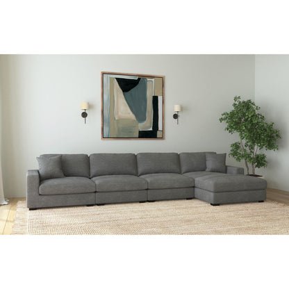 Arizona Modular 4PC Sectional Set with RHF Chaise in Steno Charcoal