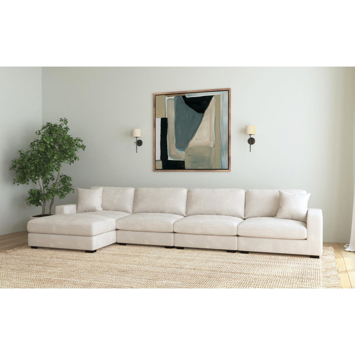 Arizona Modular 4Pc Sectional Set With Lhf Chaise In Steno Beige