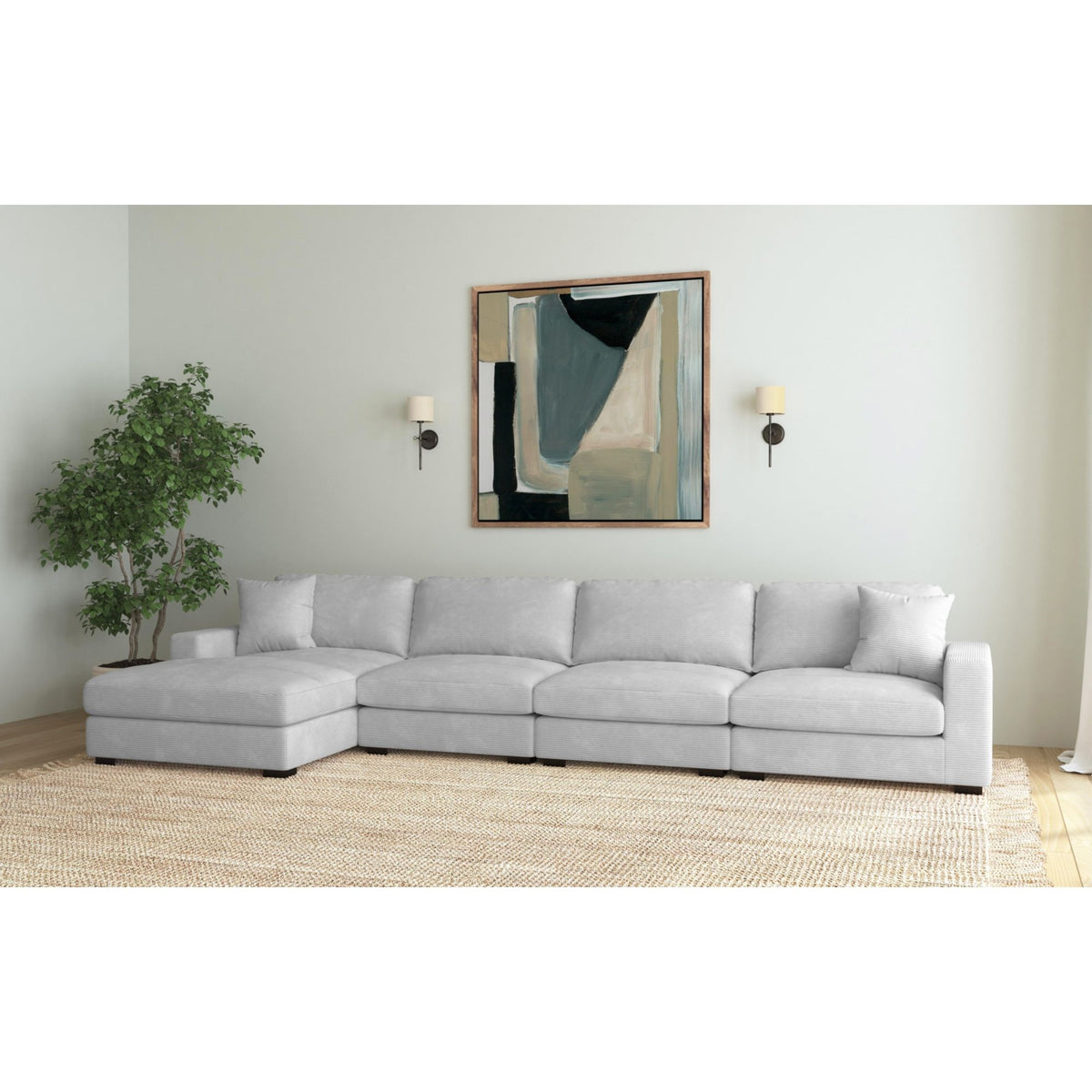 Arizona Modular 4Pc Sectional Set With Lhf Chaise In Steno Stone