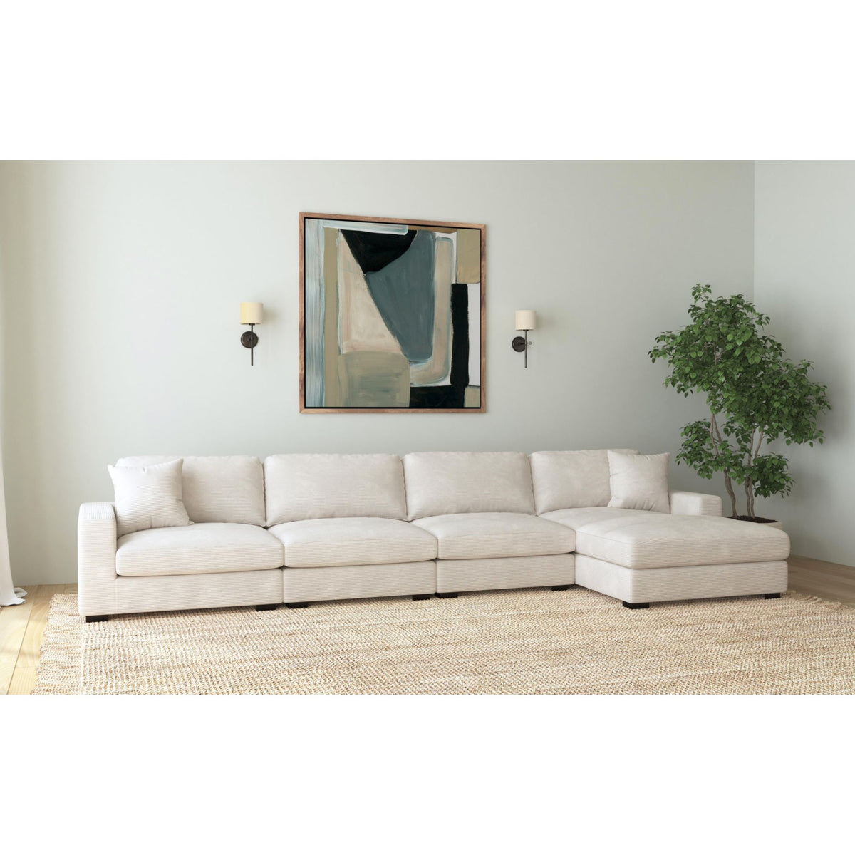Arizona Modular 4Pc Sectional Set With Rhf Chaise In Steno Beige