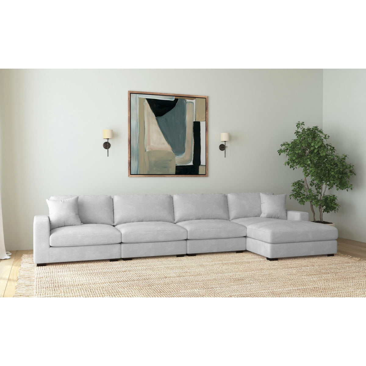 Arizona Modular 4Pc Sectional Set With Rhf Chaise In Steno Stone