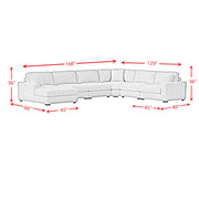 Arizona 6PC Sectional Set with LHF Chaise in Steno Black