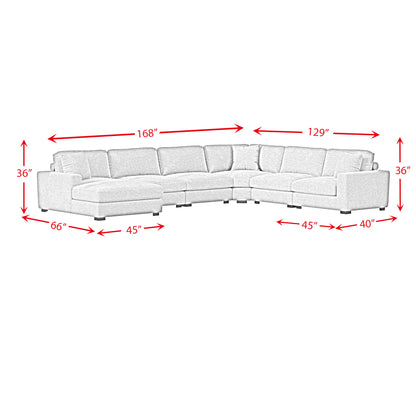 Arizona 6PC Sectional Set with LHF Chaise in Steno Black