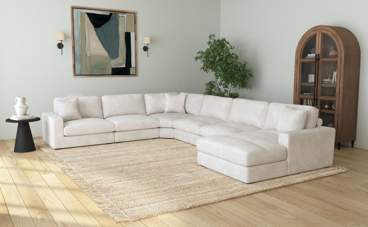 Arizona Modular 6Pc Sectional Set With Rhf Chaise In Steno Beige