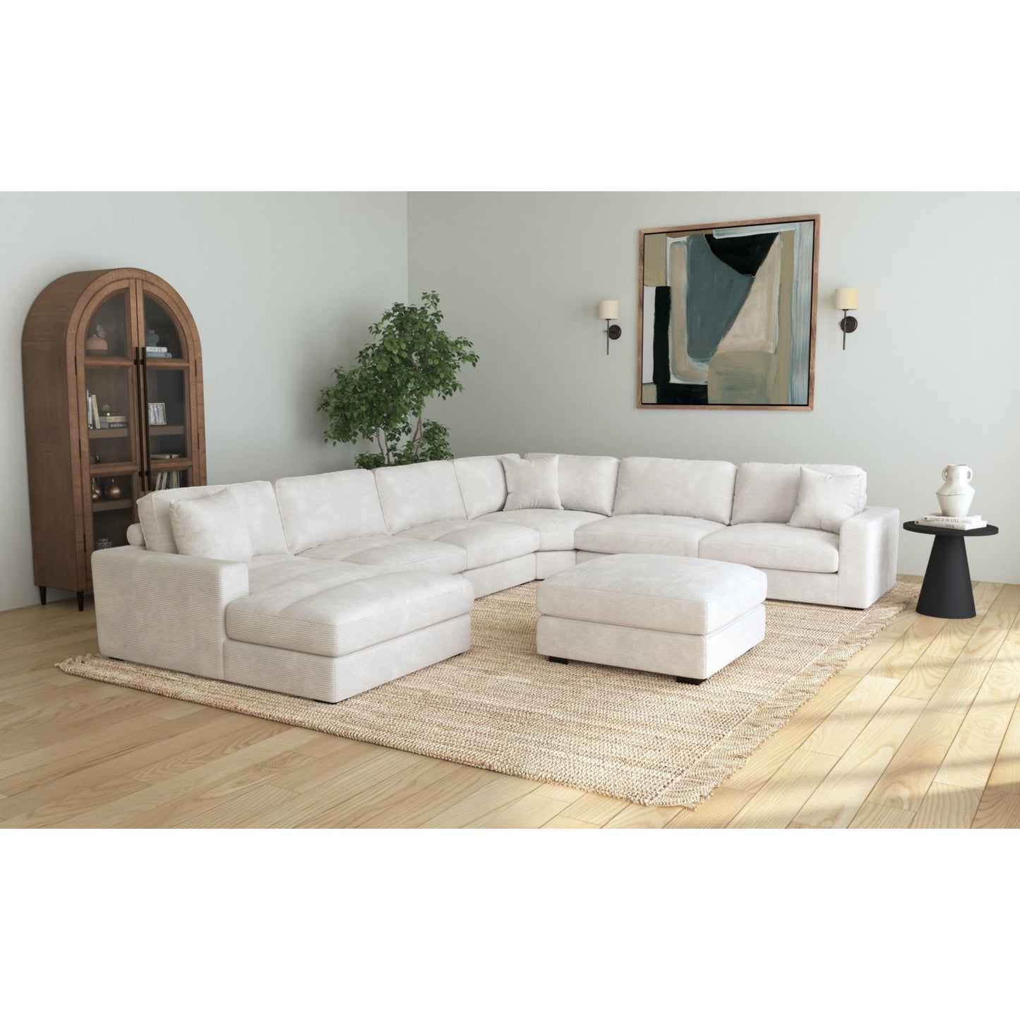 Arizona Modular 7PC Sectional Set with LHF Chaise in Steno Beige
