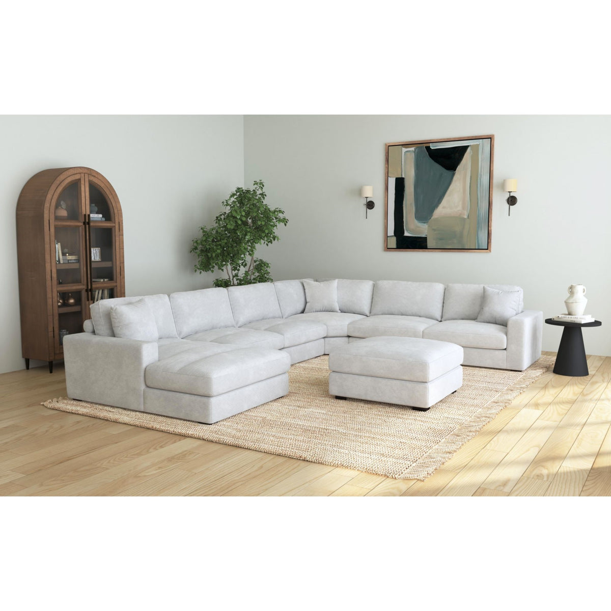 Arizona Modular 7Pc Sectional Set With Lhf Chaise In Steno Stone