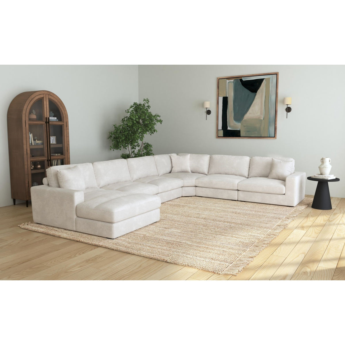 Arizona Modular 6Pc Sectional Set With Lhf Chaise In Steno Beige