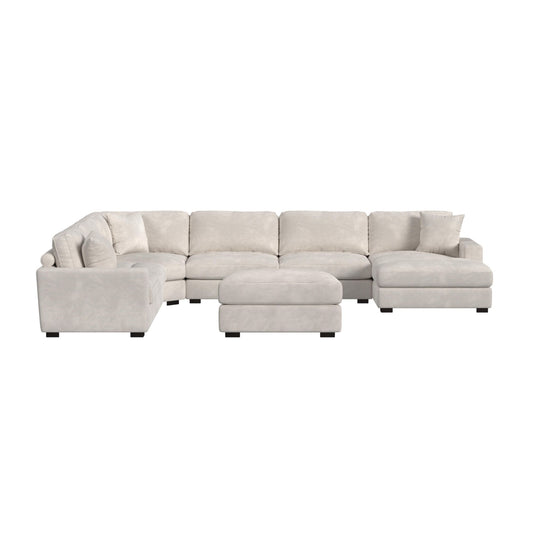 Arizona Modular 7PC Sectional Set with RHF Chaise in Steno Beige