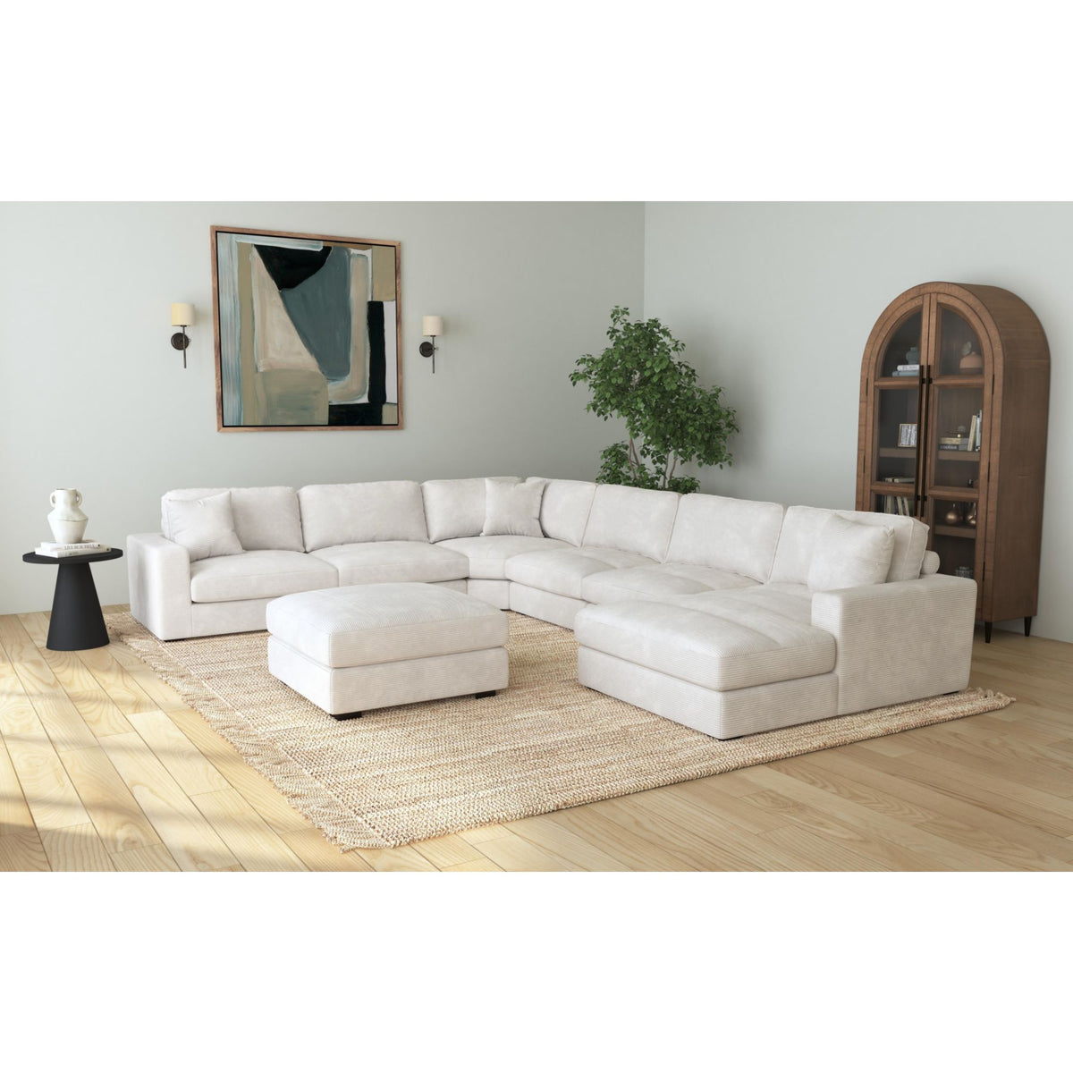 Arizona Modular 7Pc Sectional Set With Rhf Chaise In Steno Beige
