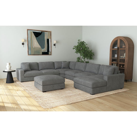 Arizona Modular 7PC Sectional Set with RHF Chaise in Steno Charcoal
