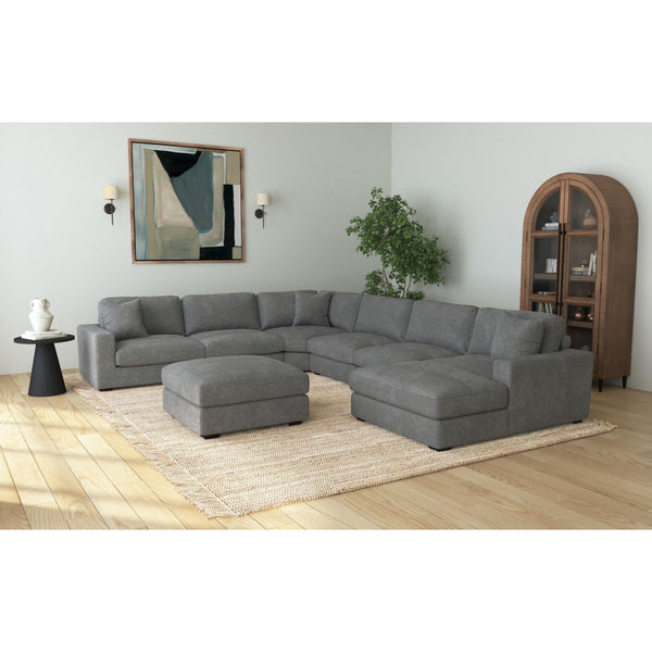 Arizona Modular 7PC Sectional Set with RHF Chaise in Steno Charcoal