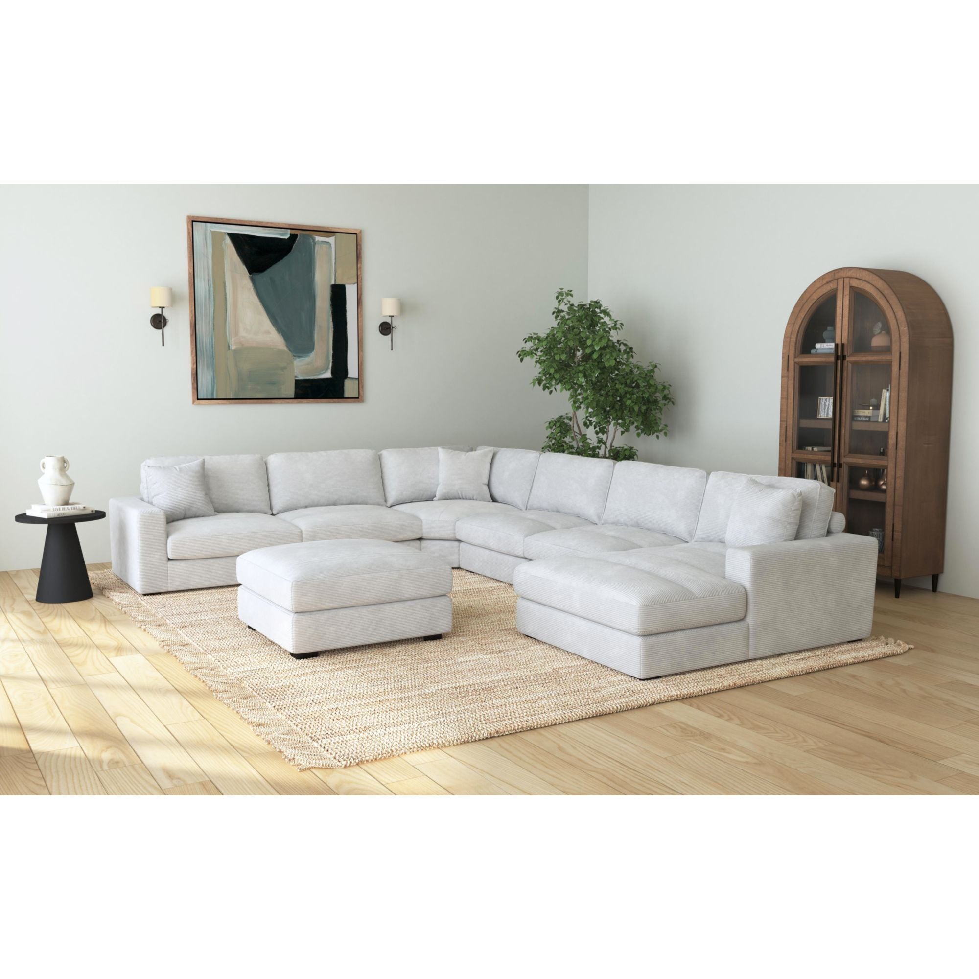 Arizona Modular 7PC Sectional Set with RHF Chaise in Steno Stone