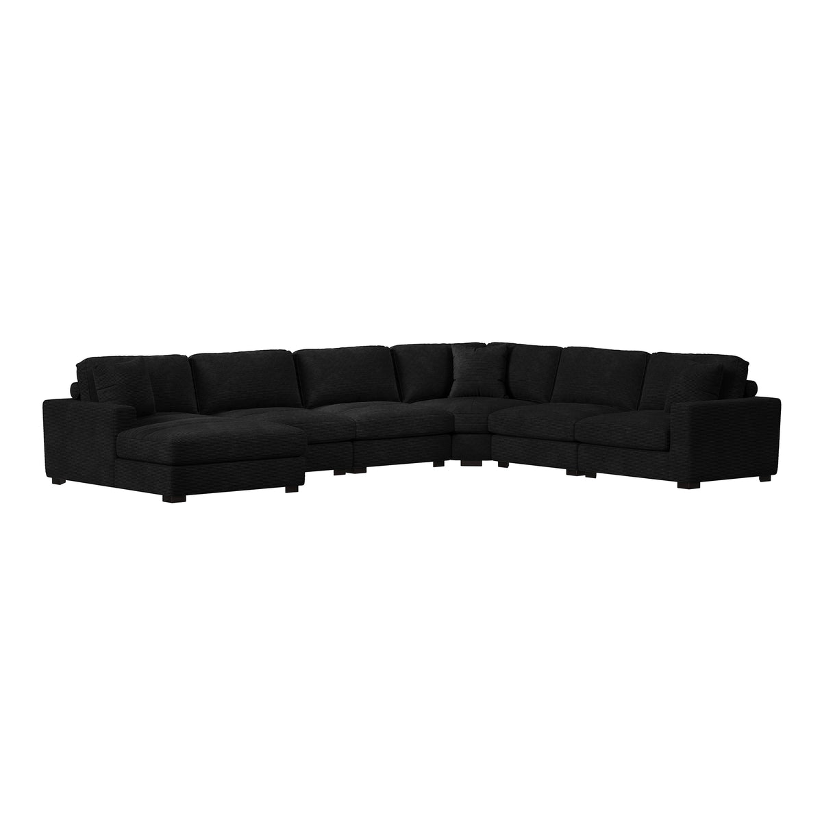 Arizona 6PC Sectional Set with LHF Chaise in Steno Black