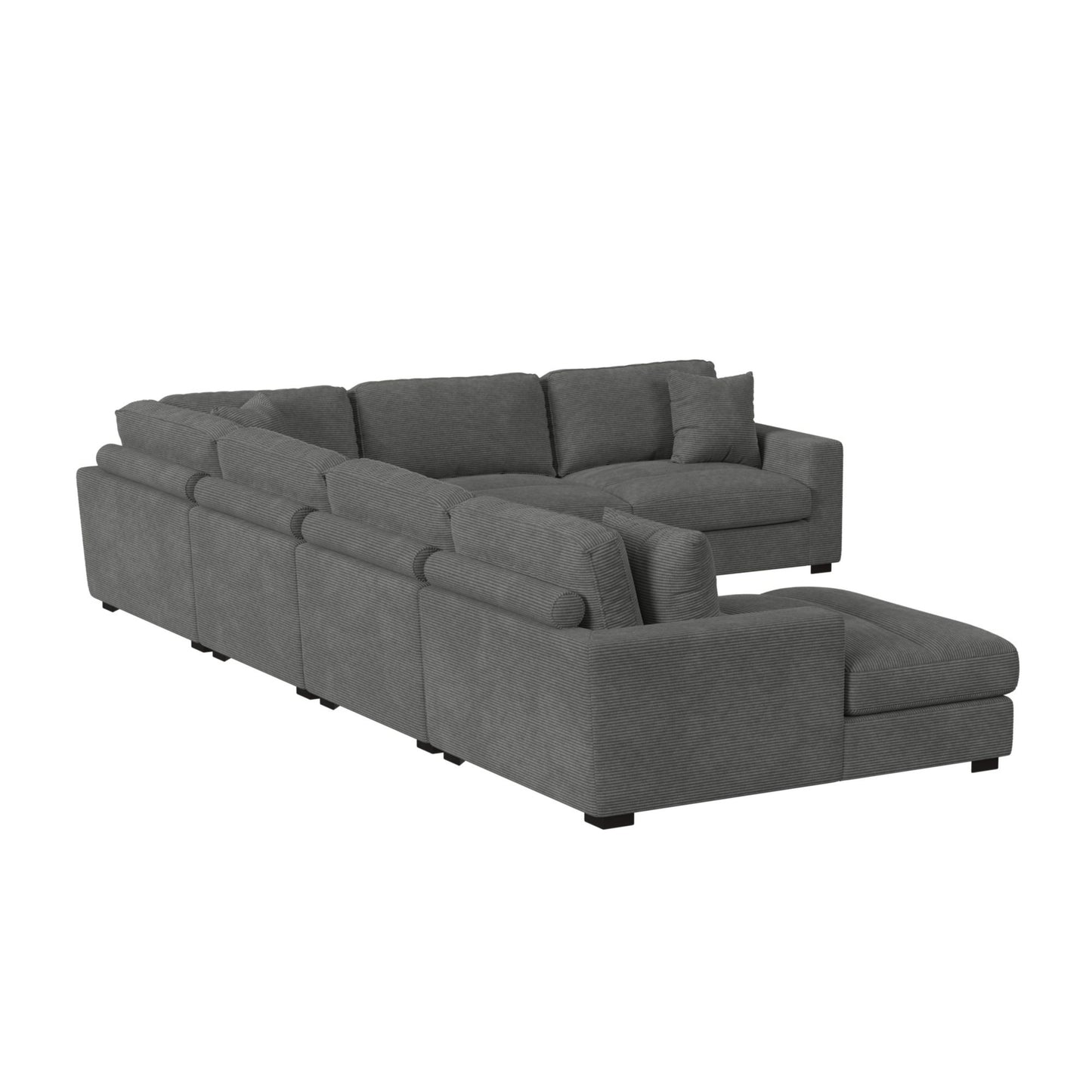 Arizona Modular 7PC Sectional Set with LHF Chaise in Steno Charcoal