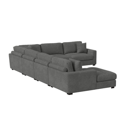 Arizona Modular 6PC Sectional Set with LHF Chaise in Steno Charcoal