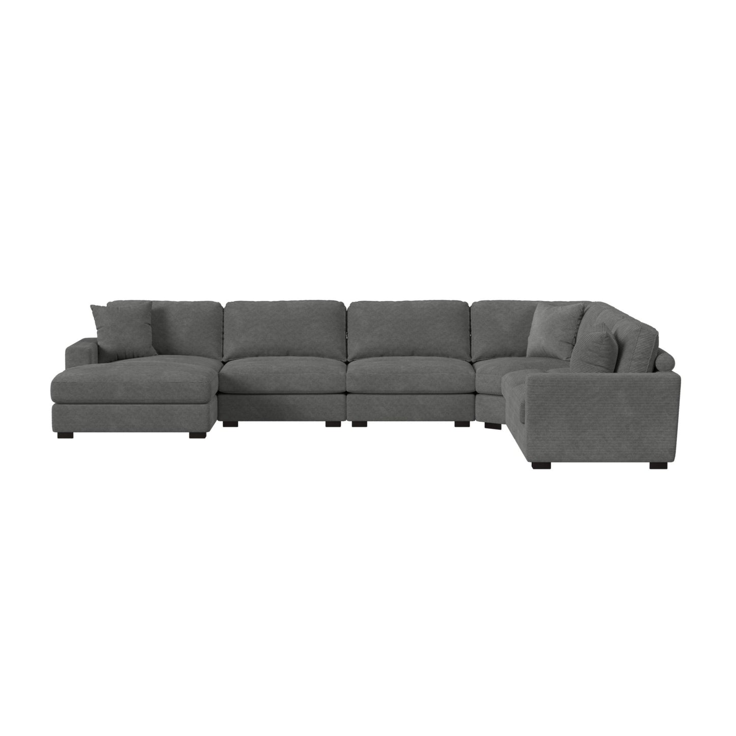 Arizona Modular 6PC Sectional Set with LHF Chaise in Steno Charcoal