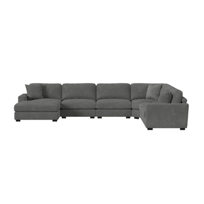 Arizona Modular 6PC Sectional Set with LHF Chaise in Steno Charcoal