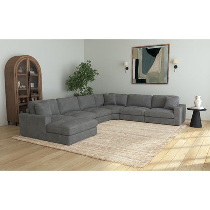 Arizona Modular 6PC Sectional Set with LHF Chaise in Steno Charcoal