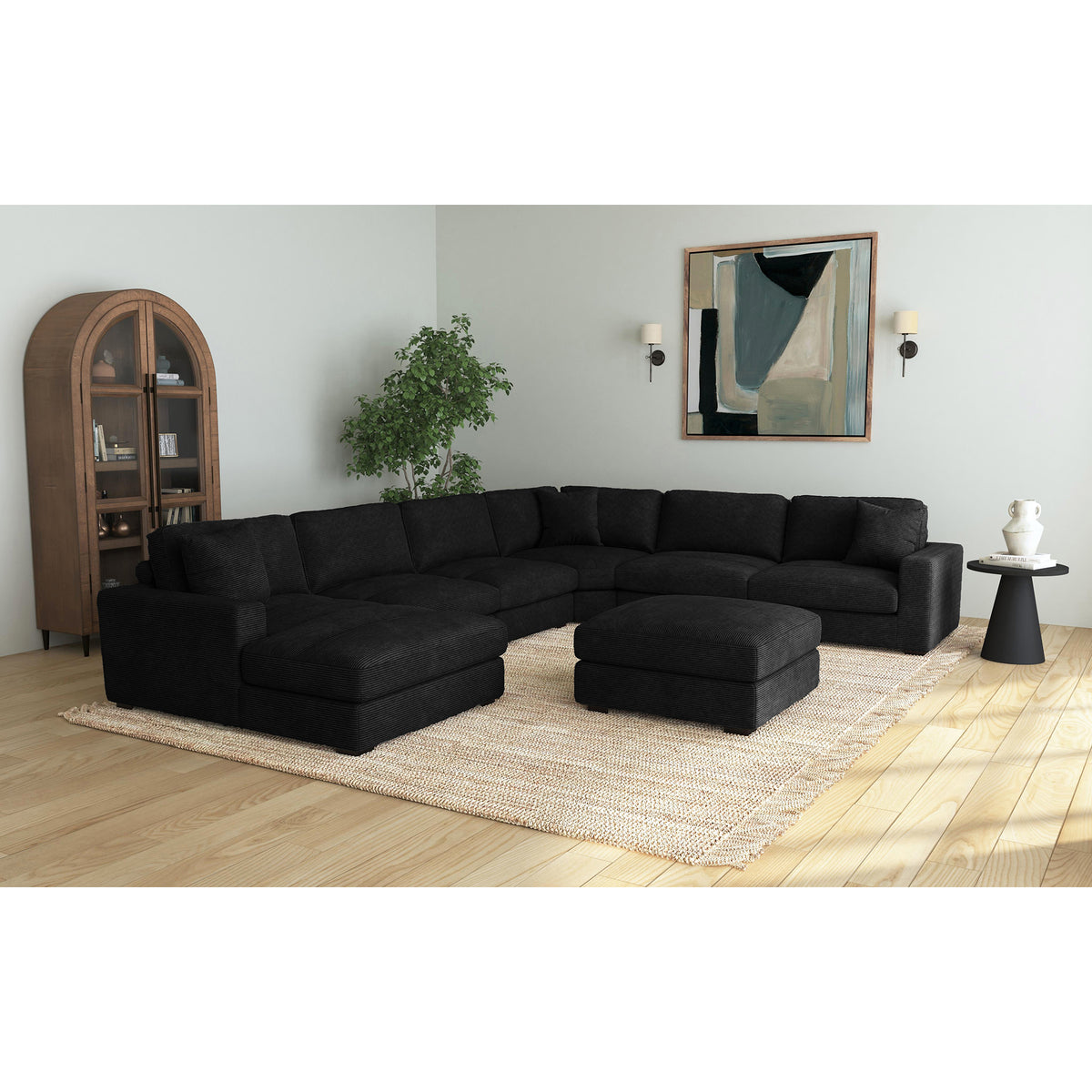Arizona 7Pc Sectional Set With Lhf Chaise In Steno Black