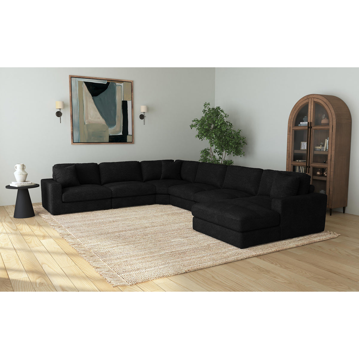 Arizona 6Pc Sectional Set With Rhf Chaise In Steno Black