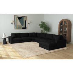 Arizona 6PC Sectional Set with RHF Chaise in Steno Black