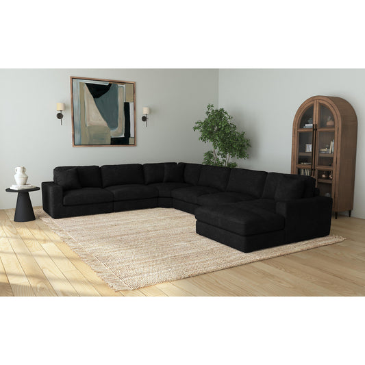 Arizona 6PC Sectional Set with RHF Chaise in Steno Black