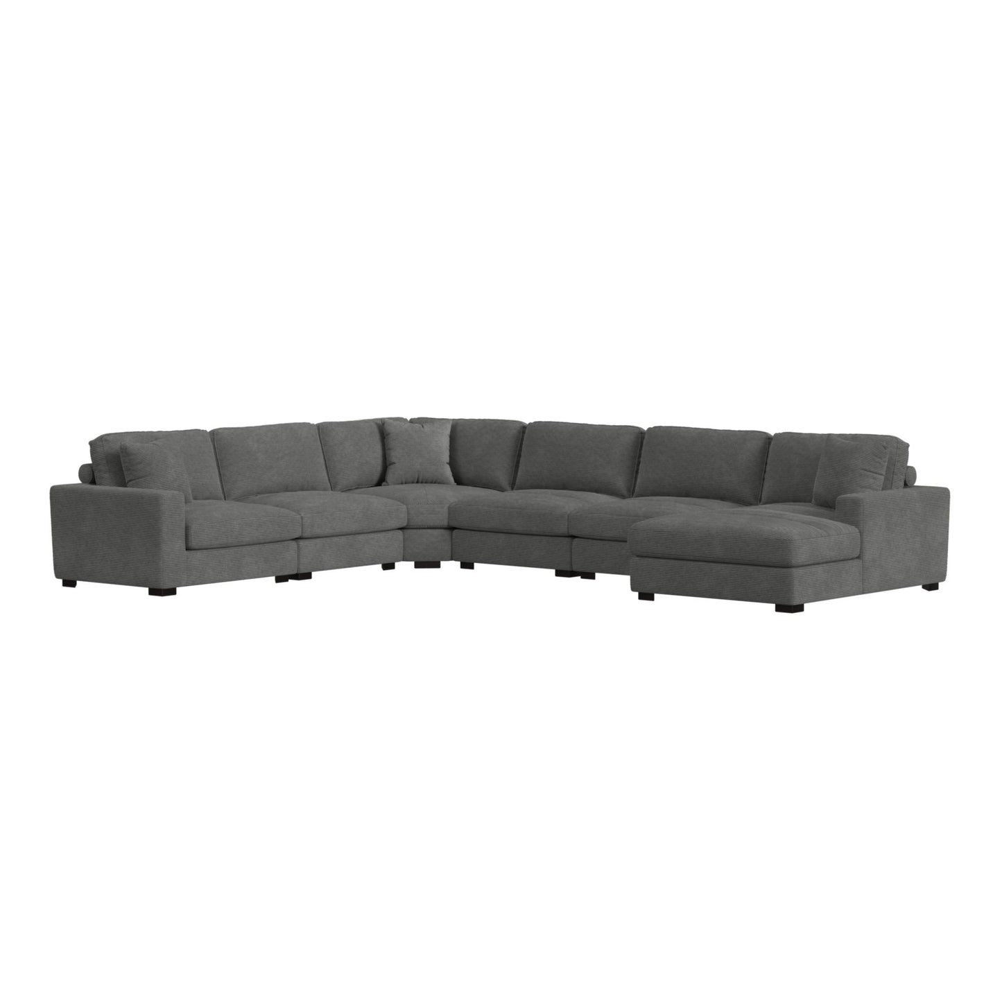 Arizona Modular 7PC Sectional Set with RHF Chaise in Steno Charcoal