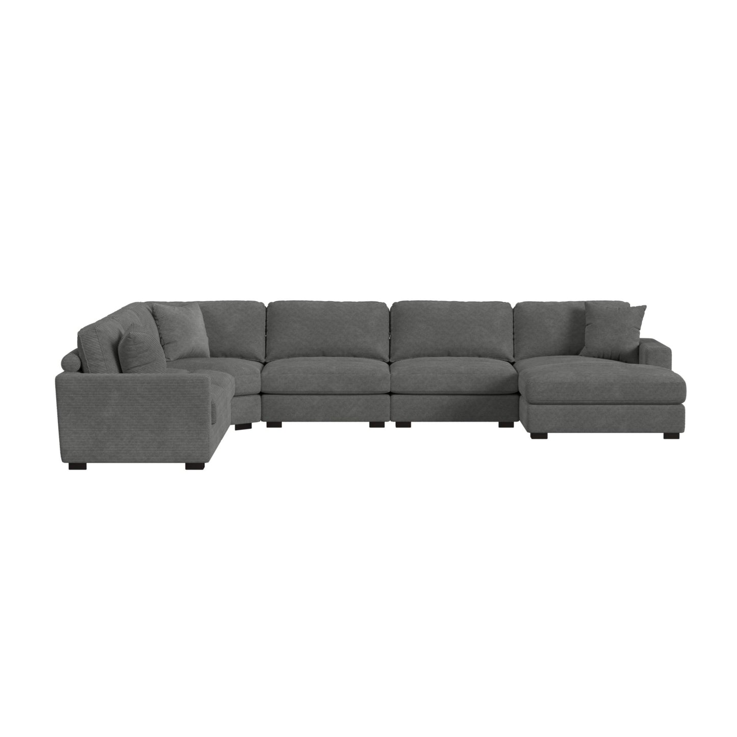 Arizona Modular 6PC Sectional Set with RHF Chaise in Steno Charcoal
