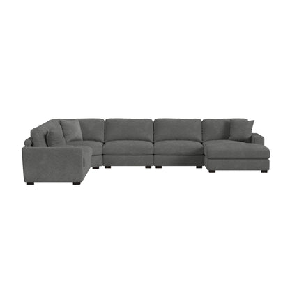 Arizona Modular 6PC Sectional Set with RHF Chaise in Steno Charcoal