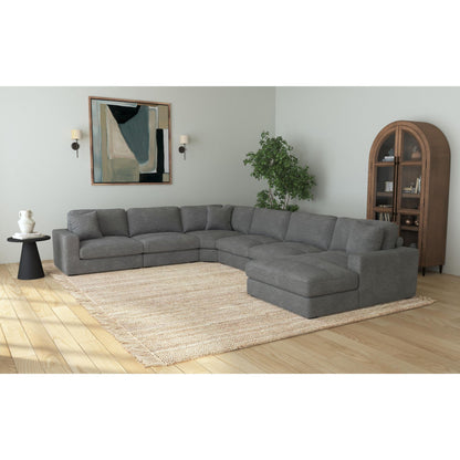 Arizona Modular 6PC Sectional Set with RHF Chaise in Steno Charcoal