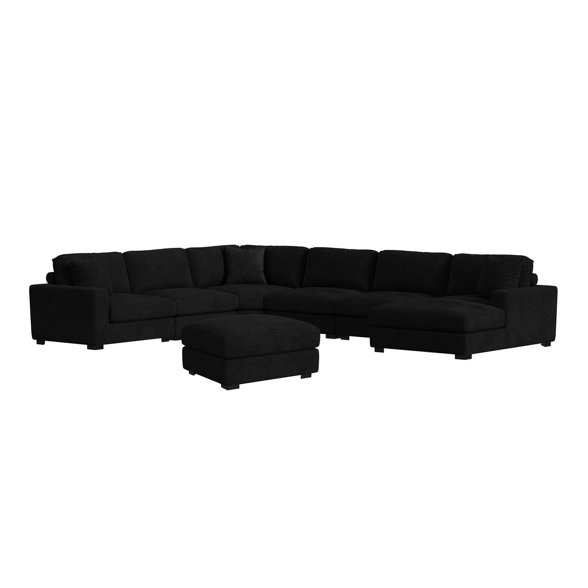 Arizona 7Pc Sectional Set With Rhf Chaise In Steno Black