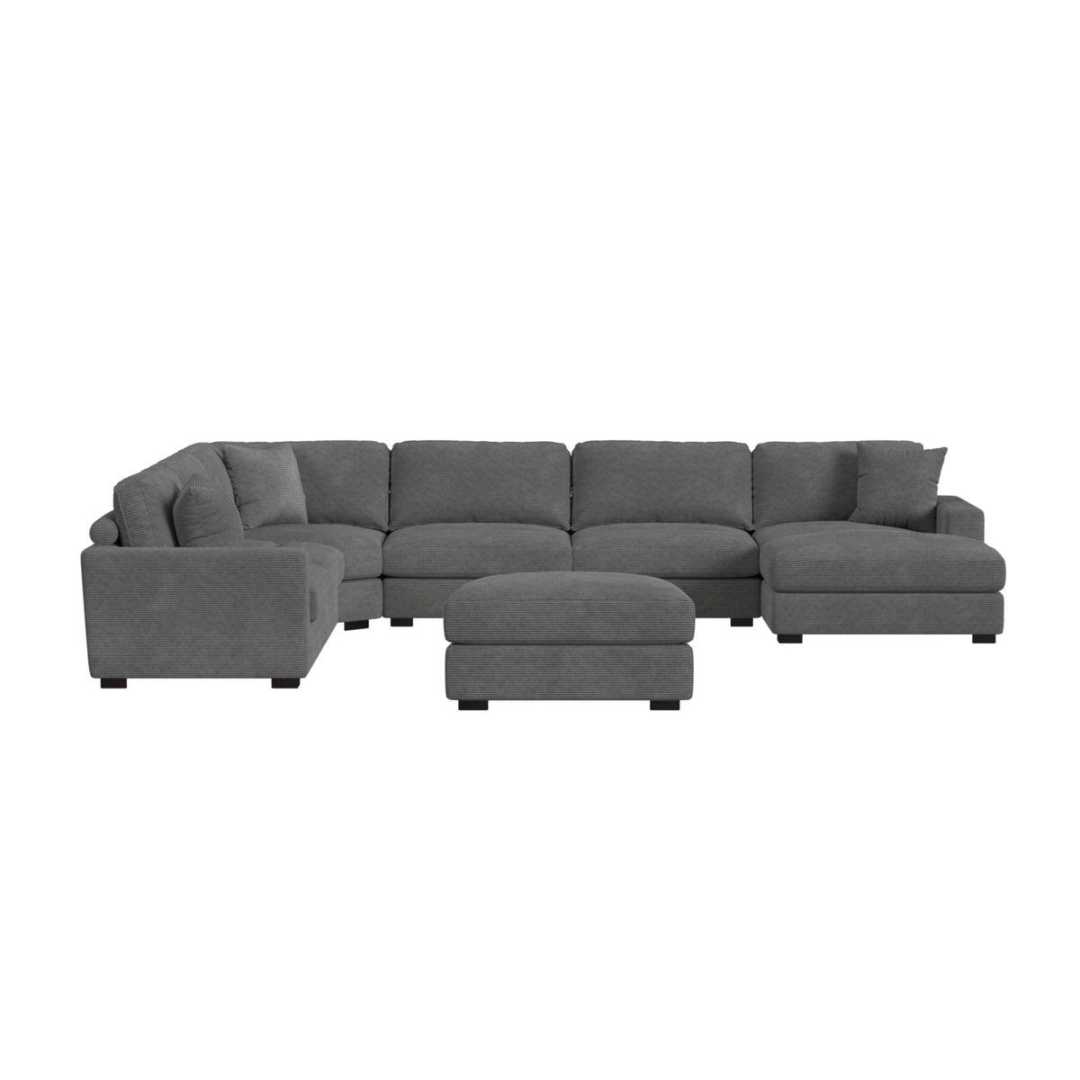 Arizona Modular 7Pc Sectional Set With Rhf Chaise In Steno Charcoal
