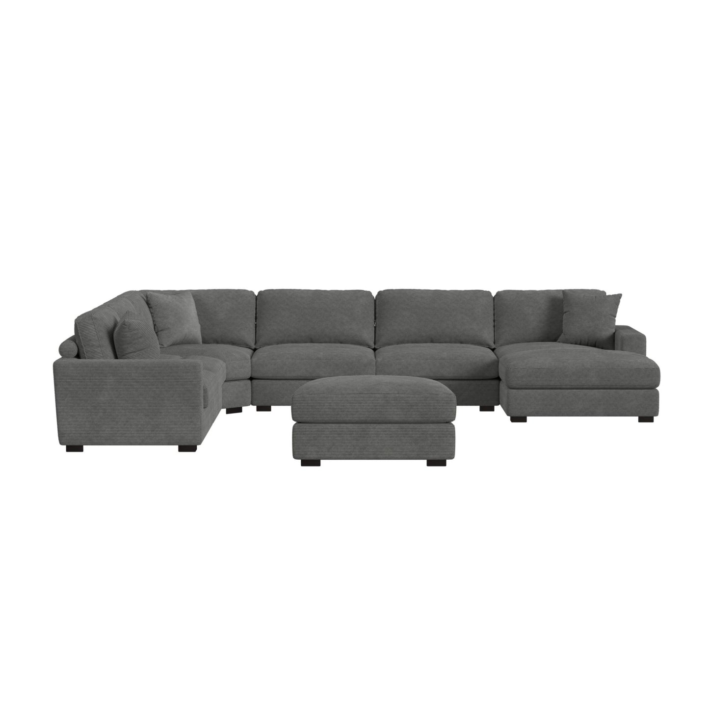Arizona Modular 7PC Sectional Set with RHF Chaise in Steno Charcoal