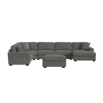 Arizona Modular 7PC Sectional Set with RHF Chaise in Steno Charcoal