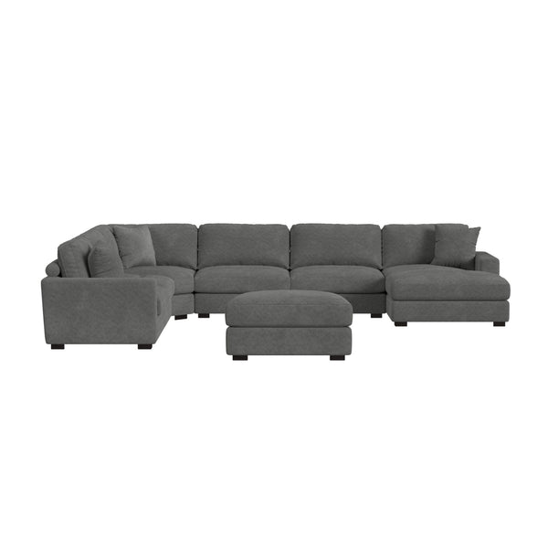 Arizona Modular 7Pc Sectional Set With Rhf Chaise In Steno Charcoal