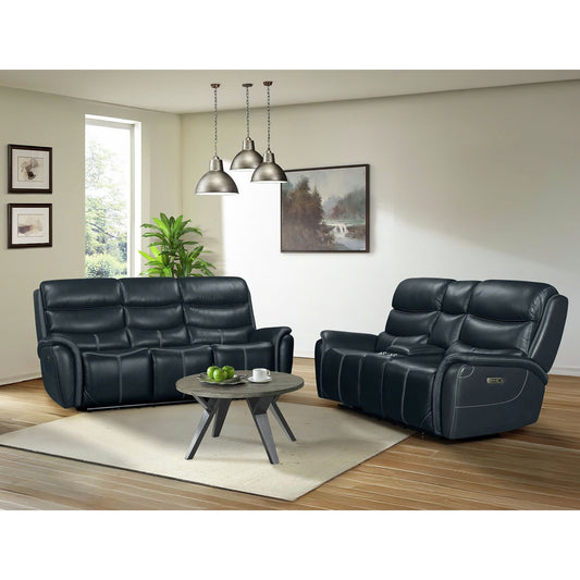 Aruba 2PC Living Room Set in Pebble Navy-Sofa & Loveseat