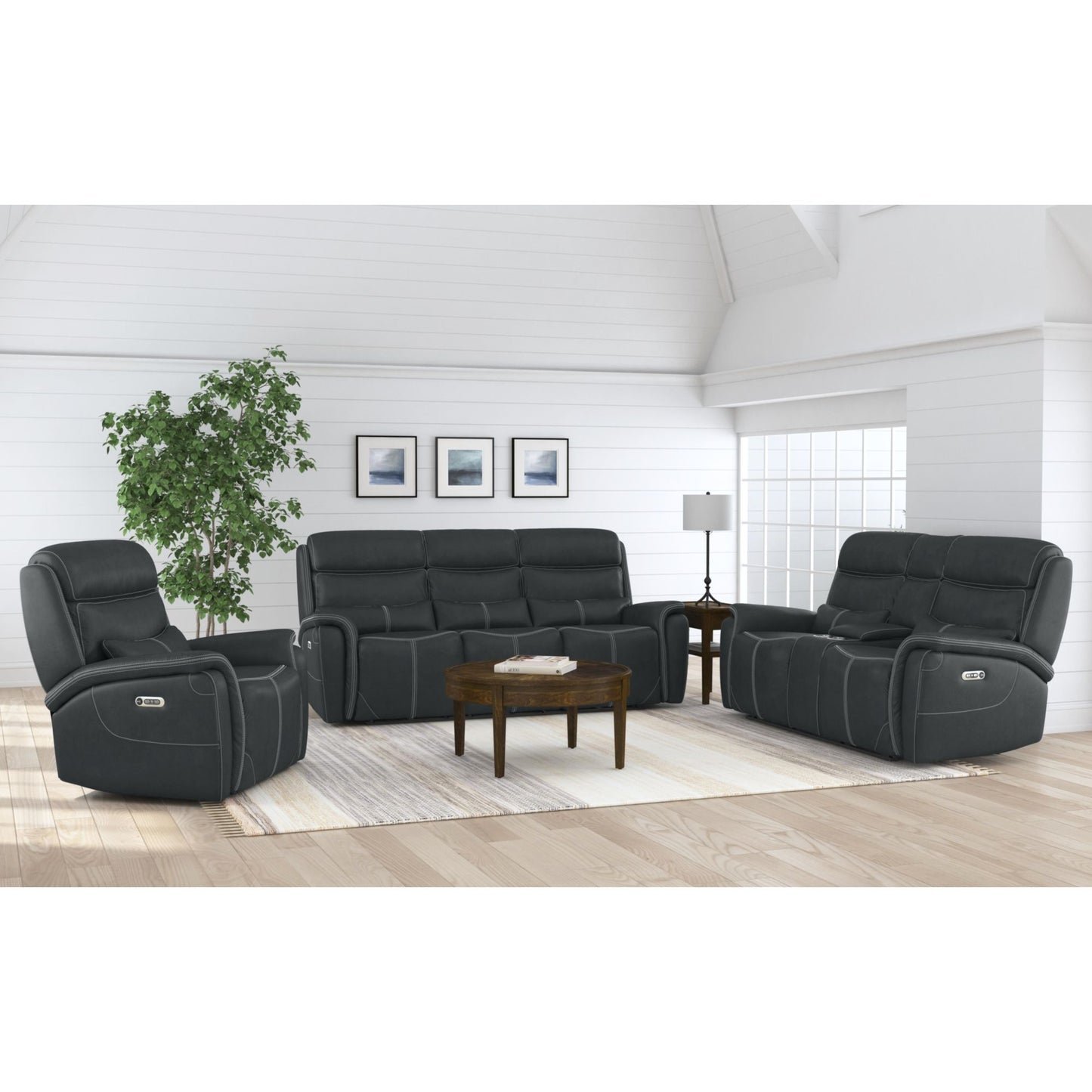 Aruba Power Motion Loveseat with Power Headrest and Console in Pebble Grey