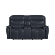 Aruba Power Motion Loveseat with Power Headrest and Console in Pebble Navy