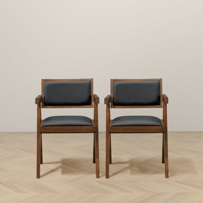 Athena Black Vegan Leather Dining Chair (Set Of 2)