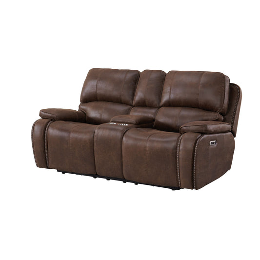 Atlantis 2PC Living Room Set in Heritage Brown-Sofa & Loveseat